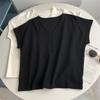 Camiseta Blanca de Gama Alta con Cuello en V y Manga Corta con un Ajuste Holgado Relajado y Elegante para Principios de Otoño, Top Versátil Adelgazante y a la Moda