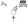 Brinco Stud de Liga de Titânio F136 Acessórios Cabeça de Bala Pingente Cruzado Multicolorido Destacável Acessórios de Joias DIY Rosca Interna