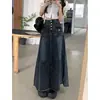 Falda Vaquera Vintage para Mujer Verano Nuevo Tipo de Cuerpo Pera Talla Grande Chica Gordita Adelgazante Longitud Media Falda de Cadera Línea A