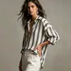 2026 Europeo y Americano Transfronterizo Amazon Sitio Independiente Nueva Primavera, Verano y Otoño Mujer Rayas Cuello Solapa Holgado Moda Suéter Top
