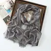 Primavera y Verano Nuevo Bufanda Larga de Color Sólido Rayón Seda Dorada Seda Plateada Bufanda de Seda Brillante Chal Turbante Largo Monocromático para Mujer Venta al por Mayor