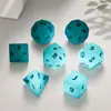 Amazon Dados Naturales Luminosos Cielo Azul Piedra Preciosa Poliedros Grabado Número Dados Dnd Juego de Siete Piezas Z02
