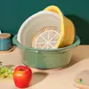 Tina de Lavado de Verduras de Doble Capa para Cocina Doméstica, Cesta Grande de Plástico para Escurrir, Cesta Transparente para Lavar Frutas y Verduras