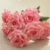 Tela Recubierta de Alta Gama 7 Cabezas Rosa Diamante Flor Artificial Hogar Boda Ramo Flor Falsa Exportación Amazon Mayorista