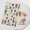 Nuevas Pegatinas Transfronterizas para Uñas Ins Otoño e Invierno Burdeos Marrón Azul Flor Anillo Colgante Micro-Tallado Pegatinas para Uñas al Mayoreo