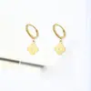 Pendientes de Acero Inoxidable Chapado en Oro de 18k Estilo Dulce de Bosque Japonés Coreano Flores Pequeñas Pendientes de Trébol de Cuatro Hojas Lisos Retro para Mujer