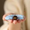 Pulsera de Cuentas Pequeña Fresca de Aguamarina Diseño de Estilo Nacional Pulsera Versátil Patrón de Martillo de Caqui Negro Pulsera de Cuentas de Cinco Piezas