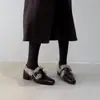 Primer Encuentro Ji Retro Francés Más Terciopelo Calidez Hebilla de Cuero Zapatos de Piel Invierno Nuevo Estilo Slip-ons Mujer Tacón Grueso