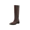 Botas de Caballero de Tubo Recto de Piel de Vaca Completa Estilo Minimalista 2026 Otoño/Invierno Tacón Grueso Tacón Medio Punta Redonda Piel Genuina de Calzar Botas Altas Mujer