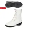 Novos Sapatos de Dança Estilo Marinheiro Feminino, Sapatos de Dança para Todas as Estações, Botas de Dança Quadrada, Sapatos de Dança com Solas Macias, Botas de Dança de Cano Alto para Exterior