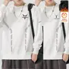 Camiseta masculina de manga comprida para outono e inverno, marca da moda, corte solto, forrada com fleece, camiseta básica casual, moletom com estampa e gola redonda para jovens estudantes
