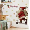 Hs4383Q Papai Noel Criativo Patinando Natal Autocolante de Parede Decorativo de Natal