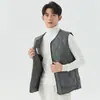 Colete Masculino Novo Outono e Inverno com Forro de Lã Quente com Zíper Tamanho Grande Roupa Externa Bolso Colete Curto Masculino Diamante 2402