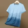Camiseta de Seda de Gelo Masculina Manga Curta Verão 2023 Nova Marca de Moda Gradiente Secagem Rápida Malha Respirável Meia-manga Roupas de Verão