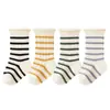 Calcetines para bebé, sin costuras, hechos con algodón de Xinjiang, diseño a rayas estilo coreano, con bordes enrollados, longitud hasta la mitad de la pantorrilla, adecuados para recién nacidos