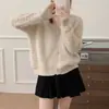 Casaco Suéter de Cashmere Imitação de Visão Industrial Estilo Coreano Feminino Outono e Inverno Novo Cardigan de Tricô Macio e Sedoso Sensível à Temperatura de Alta Qualidade