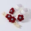 Zapatos de Flor para Niños Pequeños Traje de Diadema Zapatos Rayados Jacquard Bloque de Color Zapatos Antideslizantes de Dispensación para Bebés 0-1A