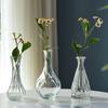 Pequeno vaso retrô francês em relevo mini vaso de vidro estilo ins flor hidropônica transparente organizar ornamentos decorativos para sala de estar