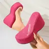 Sandalias de cuña de suela gruesa estilo influencer de moda para mujer, Nuevo diseño Verano 2026 con letras, Sandalias de vestir sin cordones de tacón alto para exteriores