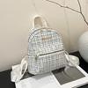 Mochila de Gran Capacidad de Aspecto Sofisticado Bolso de Mujer Primavera 2025 Nuevo Estilo Coreano Versátil Cuadros de Lana Popular Mochila Pequeña