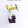 Decoración de Cuello Estándar de Moda Personalizada, Gemelos Morados con Borde Dorado, Decoraciones de Puño Modernas de Forma Única