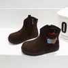 Estilo Novo de Inverno Algodão Veludo Curto Sapatos Infantis Estilo Coreano Botas de Couro para Meninas Botas Curtas Infantis Botas de Cano Médio 5042