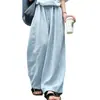 Pantalones Casuales de Verano Ligeros de Corte Holgado de Cintura Alta Estilo Coreano Estilo Perezoso de Tencel Algodón Caída Pierna Ancha