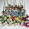 Nueva Flor Artificial Rosa Diamante Estampada en Seda de 3 Cabezas Decoración de Hogar de Alta Gama Decoración de Bodas Accesorios para Fotografía de Flores Flor Artificial