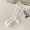 Calcetines blancos estilo ballet para mujer, con lazo, de longitud media, de malla fina, estilo coreano, de algodón puro.