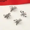 Acessórios de Borboleta Libélula em Prata Esterlina S925 Prata Tailandesa Vintage Prata Lisa Antiga Furo Duplo Material para Contas DIY Feito à Mão Joias