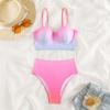 Nuevo Bikini de Comercio Exterior Sexy con Aros Push-Up de Cintura Alta con Abertura Traje de Baño Bikini Transfronterizo para Mujer Ropa de Baño Europea y Americana