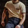 Nova Camisa de Malha de Manga Curta de Verão para Homens com Bolsos, Color-Blocking, Slim-Fit, Camiseta Tendência Business Casual, Comércio Exterior Atacado Transfronteiriço