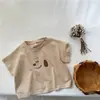 Top de Verão Infantil Crianças Algodão Puro Cachorrinho Manga Curta Camiseta Meninos Meninas Estilo Coreano Gola Redonda Pulôver Versátil Camada Base t