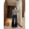 Jeans Azules Oscuros de Corte Holgado para Mujer, Nuevo Estilo Vintage Otoño e Invierno, Tiro Alto, Pierna Recta Holgada, Ligeramente Acampanados