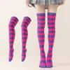 Calcetines Rayados Transfronterizos Medias para Mujer Halloween Navidad Carnaval Fiesta Actuación Danza Calcetines Japoneses Hasta la Rodilla