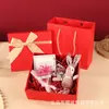 Caixa de Presente Vermelha com Laço Dourado Pronta Grande Requintada Caixa de Presente Festiva Caixa de Doces de Casamento Caixa de Presente de Lembrança