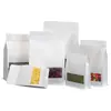 Saco branco de oito lados para atacado, janela para alimentos, saco de papel Kraft, saco auto-suportável auto-selante, sacos de embalagem para nozes, frutas secas, ração para cães
