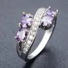 Anillo comercio exterior circonita retro europeo y americano morado cuatro diamantes joyería creativa entrega de una sola pieza accesorios