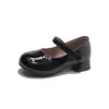 Comércio Exterior 2026 Outono Novos Sapatos de Salto Alto Pequenos para Meninas Sapatos de Couro Vermelho Moda Infantil Bico Quadrado Sapatos de Princesa Dropshipping
