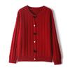Cárdigan retro de cachemira 100% pura para mujer, suéter grueso y retorcido con cuello redondo y lazo de punto, otoño e invierno, nuevo