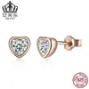 EBAY suministro pendientes de plata de ley S925 incrustados forma de corazón diamante de circonio lindos pendientes de joyería femenina coreana YY S452