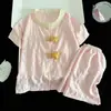 Pijama Infantil Estilo Dulce Niñas Delgado Manga Corta Algodón Nube Niñas Princesa Nuevo Estilo Verano 2026 Ropa de Casa
