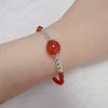 Pulsera Original de Cuentas Redondas de Ónix Rojo Simple para Mujer, Personalidad Versátil, de Alta Gama, Estilo Étnico Retro, Pulsera Clásica Creativa