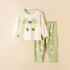 Conjunto Casa Algodão Puro Fino Estilo Coreano Roupas de Casa para Meninas Gola Redonda Manga Longa Pijama Infantil Masculino Classe A Verão