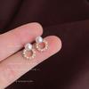 Pendientes pequeños con micro incrustaciones de circonita, sencillos, redondos y geométricos, chapados en plata de ley 14k, elegantes y frescos, combinables para mujer.