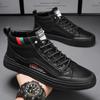 Zapatos de Hombre para Primavera y Otoño Tendencia y Versatilidad Pequeños Zapatos de Cuero de Wenzhou Zapatillas Casuales de Cuero de Microfibra de Caña Media-Alta Transparentes