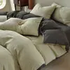 Conjunto de 4 Peças 100% Algodão de Fibra Longa Classe A Jacquard Embossado Tridimensional Estilo Luxo Leve de Alta Qualidade Capa de Edredom Lençol com Elástico Roupa de Cama