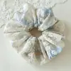 Scrunchie Floral Fofo Estilo Fada Suave para a Primavera de 2026 com Toque de Luxo, Prendedor de Cabelo de Renda Bordada Estilo Mori para Meninas e Mulheres