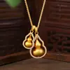 Tienda de Oro Mismo Estilo Bolsita Ruyi Filigrana Portátil Buda de Oro Ocho Tesoros Brújula Collar para Clavícula Regalo Exquisito para Novia