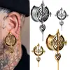 Aretes de Clip Dorados con Diseño de Espiral y Cruz en Forma de U Estilo Nuevo Vintage Transfronterizos, Expansores de Oreja Integrados de Plata Antigua, Joyería de Cobre Galvanizado para Perforaciones